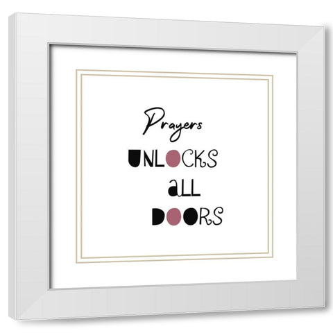 Pray White Modern Wood Framed Art Print with Double Matting by Phillip, Jamie