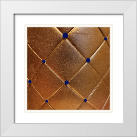 Gold And Blue Pearls White Modern Wood Framed Art Print with Double Matting by Phillip, Jamie