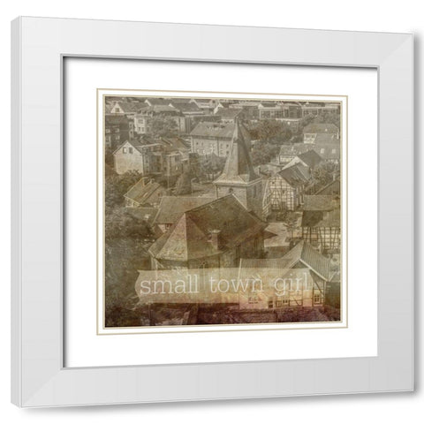 Small Town Girl White Modern Wood Framed Art Print with Double Matting by Phillip, Jamie