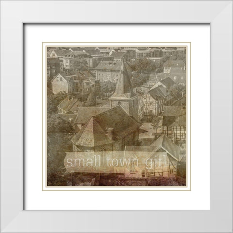 Small Town Girl White Modern Wood Framed Art Print with Double Matting by Phillip, Jamie