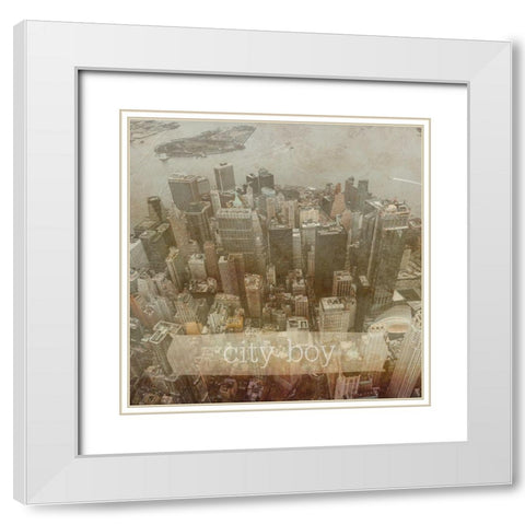City Boy White Modern Wood Framed Art Print with Double Matting by Phillip, Jamie