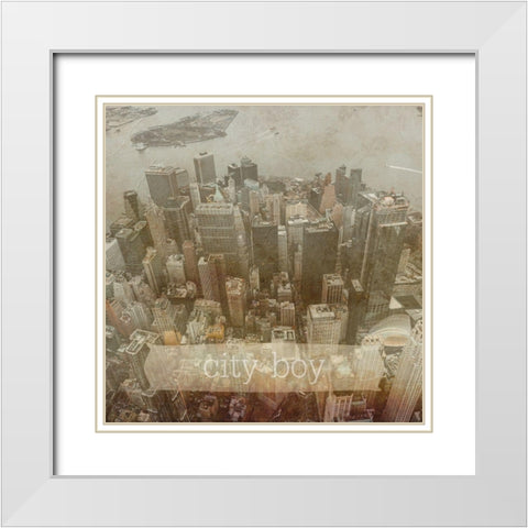 City Boy White Modern Wood Framed Art Print with Double Matting by Phillip, Jamie