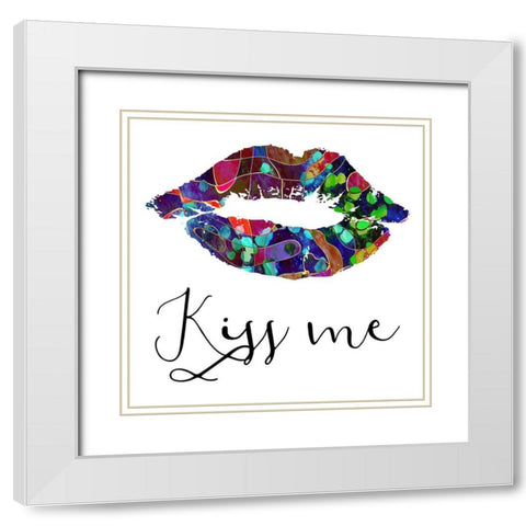 Kiss Me White Modern Wood Framed Art Print with Double Matting by Phillip, Jamie