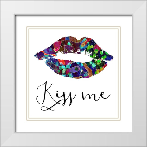 Kiss Me White Modern Wood Framed Art Print with Double Matting by Phillip, Jamie