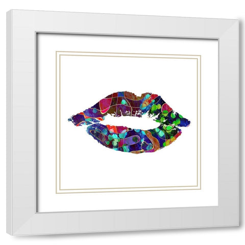 Lips White Modern Wood Framed Art Print with Double Matting by Phillip, Jamie