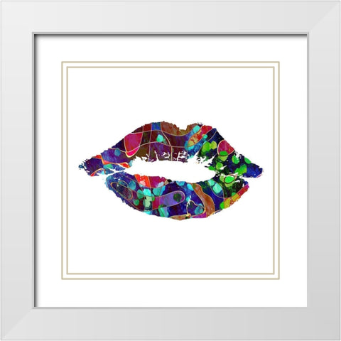 Lips White Modern Wood Framed Art Print with Double Matting by Phillip, Jamie