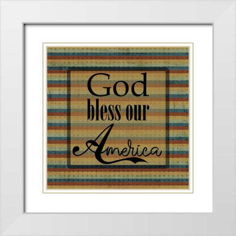 God Bless America White Modern Wood Framed Art Print with Double Matting by Phillip, Jamie