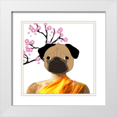 Dog Monk White Modern Wood Framed Art Print with Double Matting by Phillip, Jamie