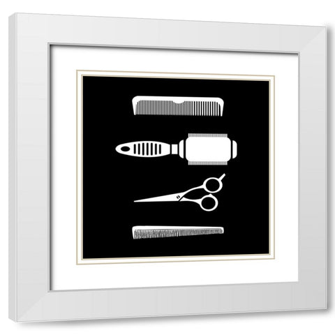 Hair White Modern Wood Framed Art Print with Double Matting by Phillip, Jamie