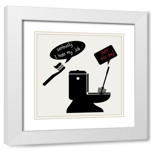 Toilet Talk 2 White Modern Wood Framed Art Print with Double Matting by Phillip, Jamie