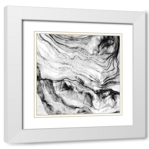 Black Vain Abstract White Modern Wood Framed Art Print with Double Matting by Phillip, Jamie