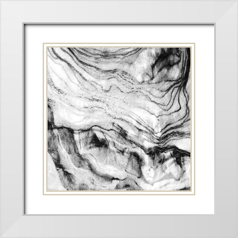 Black Vain Abstract White Modern Wood Framed Art Print with Double Matting by Phillip, Jamie