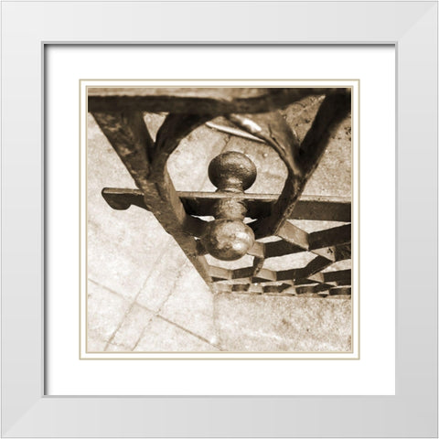 Sepia Iron Gate White Modern Wood Framed Art Print with Double Matting by Phillip, Jamie