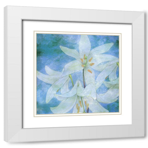 Aqua Bloom White Modern Wood Framed Art Print with Double Matting by Phillip, Jamie
