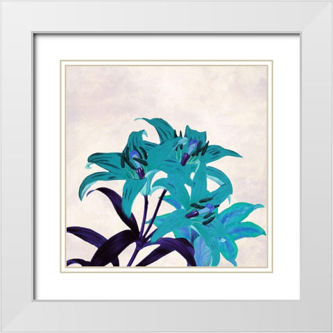 Simply Aqua Bloom White Modern Wood Framed Art Print with Double Matting by Phillip, Jamie