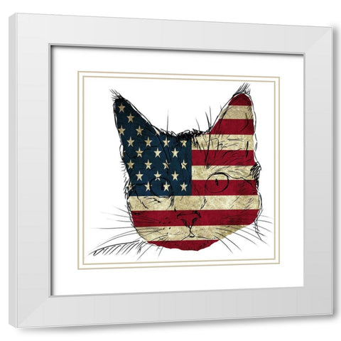 American Cat White Modern Wood Framed Art Print with Double Matting by Phillip, Jamie