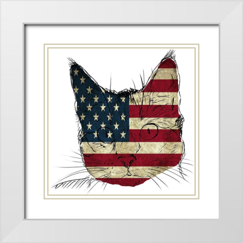 American Cat White Modern Wood Framed Art Print with Double Matting by Phillip, Jamie