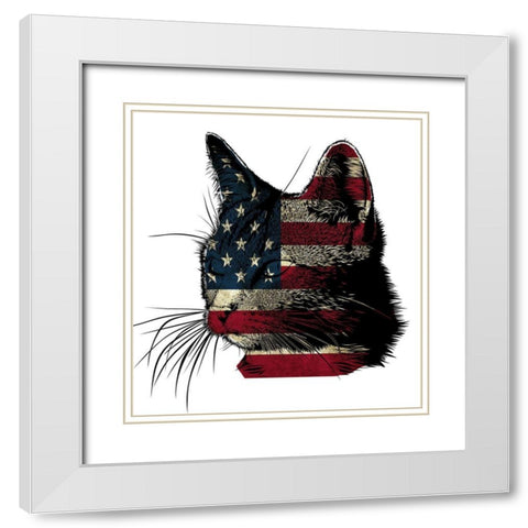 American Cat 2 White Modern Wood Framed Art Print with Double Matting by Phillip, Jamie