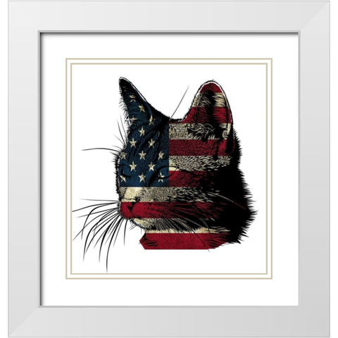 American Cat 2 White Modern Wood Framed Art Print with Double Matting by Phillip, Jamie