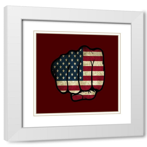 Fist Bump America White Modern Wood Framed Art Print with Double Matting by Phillip, Jamie