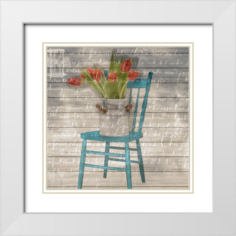 Garden Chair 1 White Modern Wood Framed Art Print with Double Matting by Phillip, Jamie