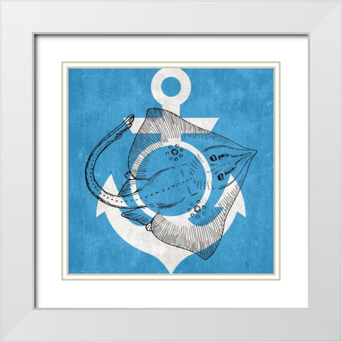 Blue Sea White Modern Wood Framed Art Print with Double Matting by Phillip, Jamie