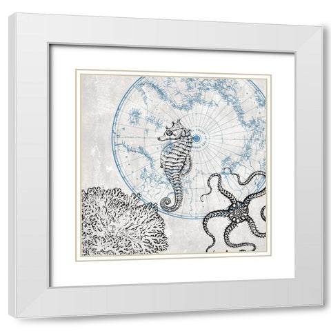 Sea Creatures White Modern Wood Framed Art Print with Double Matting by Phillip, Jamie
