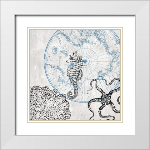 Sea Creatures White Modern Wood Framed Art Print with Double Matting by Phillip, Jamie