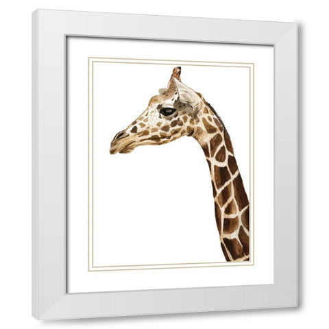 Giraffe White Modern Wood Framed Art Print with Double Matting by Urban Road