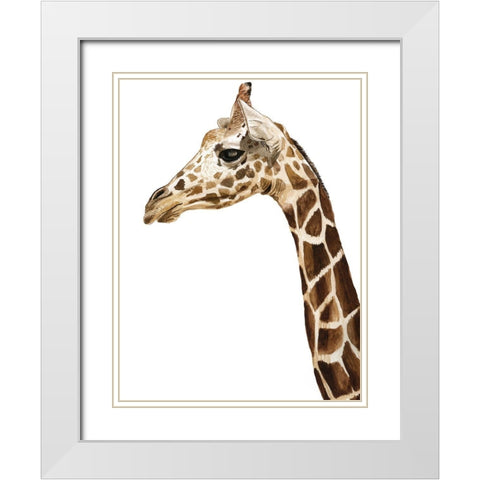 Giraffe White Modern Wood Framed Art Print with Double Matting by Urban Road
