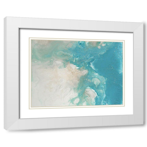 Blue Marble White Modern Wood Framed Art Print with Double Matting by Urban Road