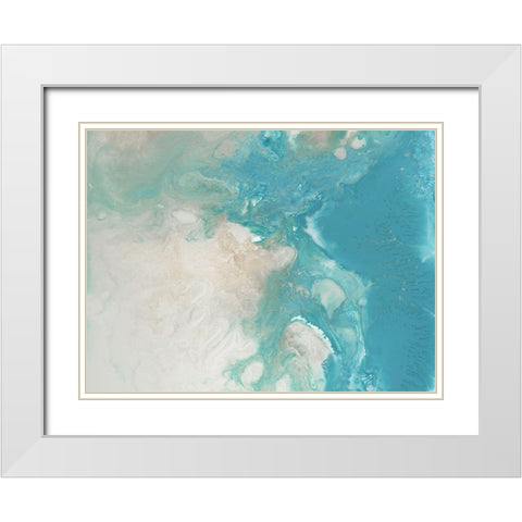 Blue Marble White Modern Wood Framed Art Print with Double Matting by Urban Road