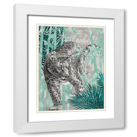 Leopard White Modern Wood Framed Art Print with Double Matting by Urban Road