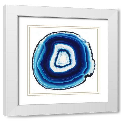Agate Slice Blue White Modern Wood Framed Art Print with Double Matting by Urban Road