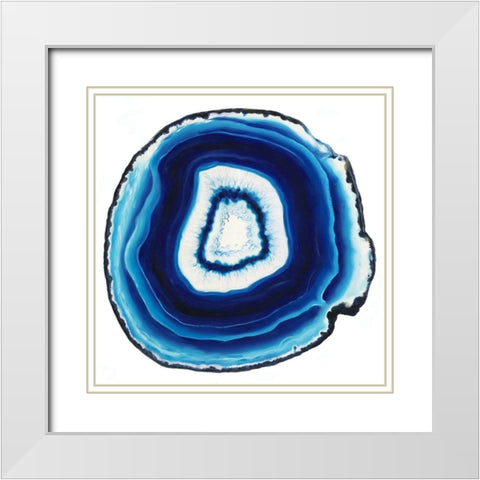 Agate Slice Blue White Modern Wood Framed Art Print with Double Matting by Urban Road