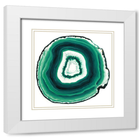 Agate Slice Green White Modern Wood Framed Art Print with Double Matting by Urban Road