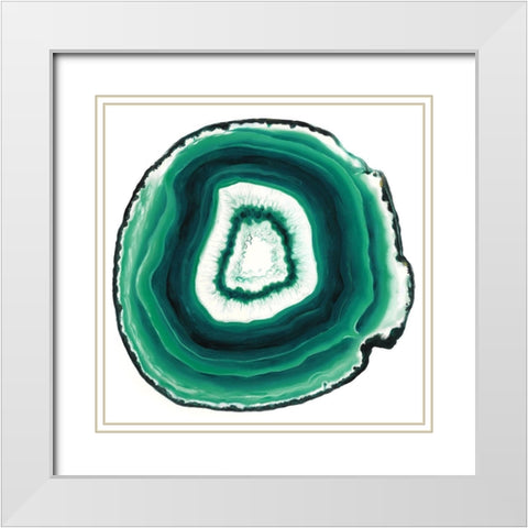 Agate Slice Green White Modern Wood Framed Art Print with Double Matting by Urban Road