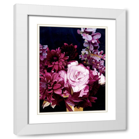 Midnight Blooms White Modern Wood Framed Art Print with Double Matting by Urban Road