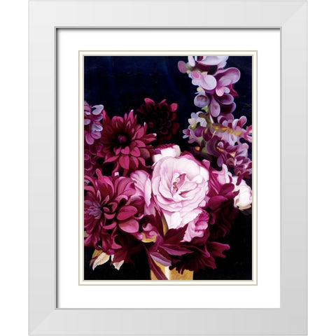 Midnight Blooms White Modern Wood Framed Art Print with Double Matting by Urban Road