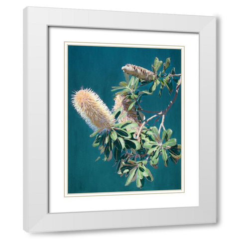 Twilight Banksia Art Print White Modern Wood Framed Art Print with Double Matting by Urban Road