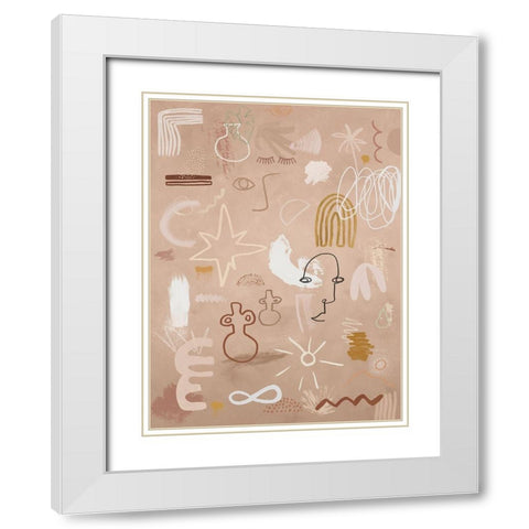 Cave Drawings White Modern Wood Framed Art Print with Double Matting by Urban Road