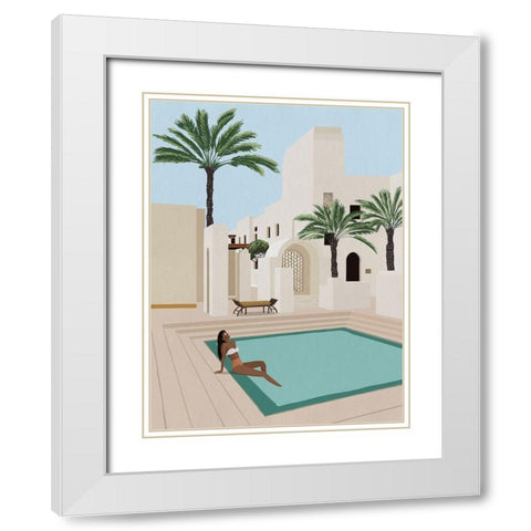 Poolside Paige White Modern Wood Framed Art Print with Double Matting by Urban Road