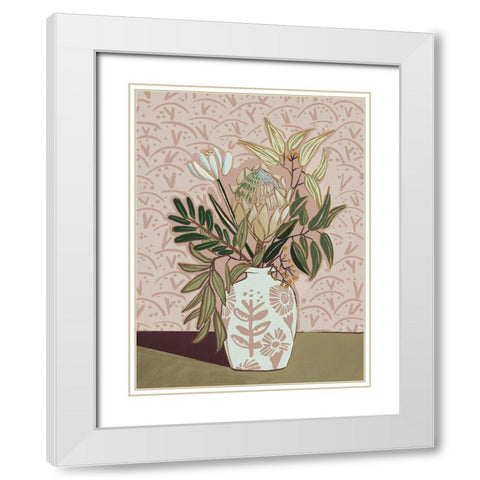 Protea Posy White Modern Wood Framed Art Print with Double Matting by Urban Road