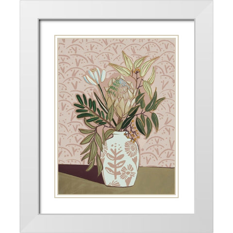 Protea Posy White Modern Wood Framed Art Print with Double Matting by Urban Road