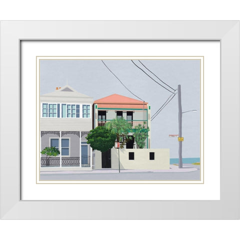 Parnell Place White Modern Wood Framed Art Print with Double Matting by Urban Road