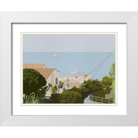 Bondi Road White Modern Wood Framed Art Print with Double Matting by Urban Road