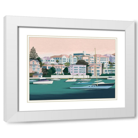 Yacht Club Canvas Art Print White Modern Wood Framed Art Print with Double Matting by Urban Road