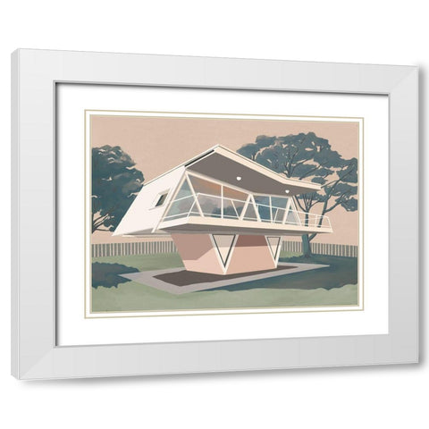 Futura House White Modern Wood Framed Art Print with Double Matting by Urban Road