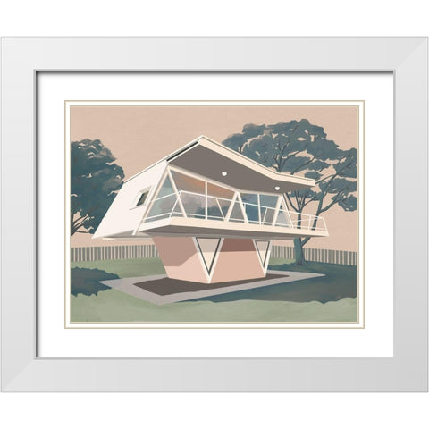 Futura House White Modern Wood Framed Art Print with Double Matting by Urban Road