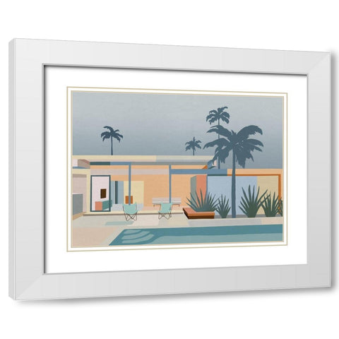Serenity Street White Modern Wood Framed Art Print with Double Matting by Urban Road